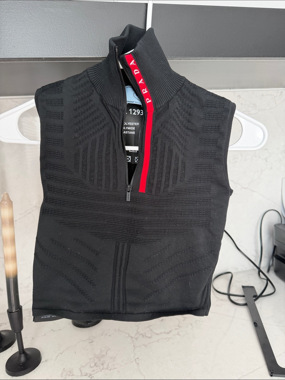 Black Prada Tech Rec Re-Nylon Pique Sleeveless Top